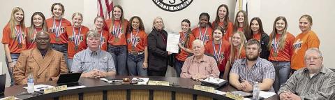 Lady Horn volleyball team honored by City Council