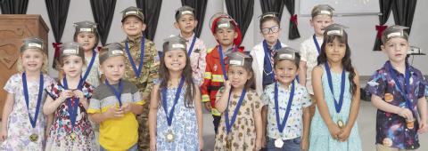 2024 graduates of the Parents As Teachers program were (front row, from left) Emily Koncaba, Serfina Waltman, Kolsen Venghaus, Mila Garcia, Liliana Garcia, Giovanni Rodriguez, Vianney Vazquez, Dayton Vasek, (back row) Camila Torres, Isai Mejia, Aldo Manzano, Jesus Galvan, Emmanuel Balderas, Jett Jasek, (not shown) Sadie Hobbs, Owen Hubenak, Corbin Mikulenka, Hollyn Pesak, Samuel Martinez, Mateo Ferrtiz, Hunter Janak, Raveonna Johnson, Jorge Martinez, Yoel Martinez, Samuel Sustr and Landon Holt.