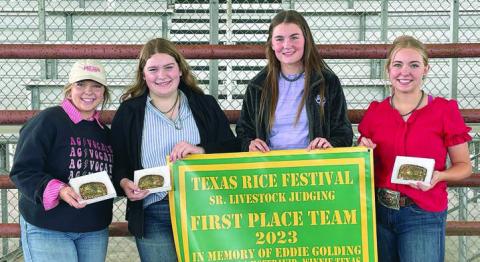Champion Senior Team – The Fayette County 4-H Senior Team of (from left) Kaylee Hensley, Rheagan Karisch, Madyson Holub and Peyton Gilchrest captured the championship in the senior division. Holub is a member of the Schulenburg 4-H.