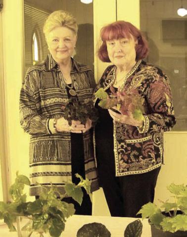 Guest speaker was Cheryl Lenert (right), shown with Patricia Greeson (left). Lenert’s topic was begonias.