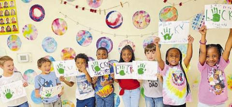 BGC members have fun with art project.