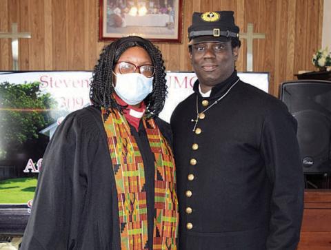 From left: Rev. Dr, Pamela Sattiewhite, pastor, and guest speaker Chaplain Coy Poitier
