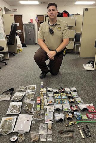 Numerous dru gs an d mari juana were located by Deputy Duane Meagher during a traffic stop on Interstate 10 at Schulenburg on Sept. 12.