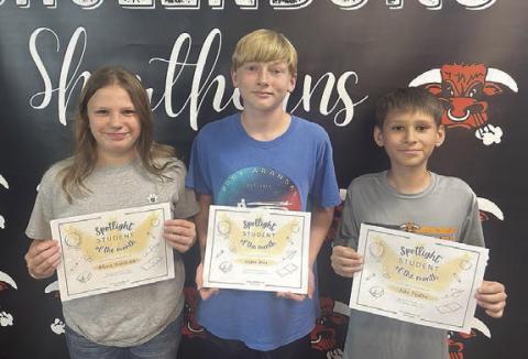 Junior High Spotlight Students – (from left) Olivia Hammack, Lane Dees and Jake Pauler.