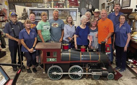 Model of first locomotive to arrive here presented to museum by Krischke family