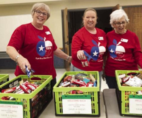 Goodie baskets for educators were prepared by members, including Terri Wagner, Lisa Slinkard and Carolyn McCrory.