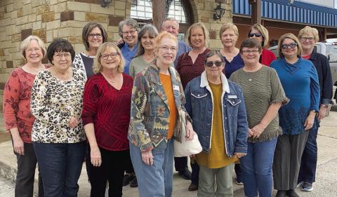 Fayette County Retired Teachers ’ Association members enjoying a field trip to Robert’s Steakhouse in Flatonia were (front row, from left) Jeanne Wetjen, Karen Novak, Karen Fitch, Dorothy Von Minden, Kathy Migl, (middle row) Chris Morrison, Debbie Morrill, Melanie Mica, Lisa Slinkard, Marian Tajchman, Sabina Rotter, (back row) Carolyn West, Rick West, Kathleen Svatek and Peggy Halamicek