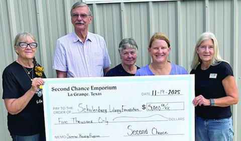 Second Chance donates to Schulenburg Library Foundation