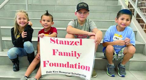 Dale Kirn Memorial Scholarship recipients selected by the Stanzel Family Foundation to attend Camp Invention were (from left) Faye Hobbs of Schulenburg Elementary, Easton Rosas of Weimar Elementary, Cannon Lykke of St. Rose of Lima Catholic School, and Christopher Castillo of Schulenburg Elementary.