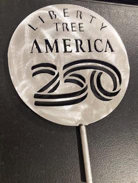 Pictured above is the medal medallion on a metal stake included in the Liberty Tree kit.