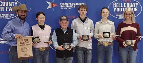 CHamPIOn JunIOR Team – (from left) coach JoJo Carrales, Alexis Berckenhoff, Abraham McBride, Kullen Kutac, Tatum Fritsch and coach Kaci Carrales. McBride is a member of the Schulenburg 4-H.