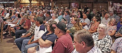 Residents filled Freyburg Hall as part of a coordinated effort to oppose placement of wind turbines north of town, as reported in the June 27 issue.