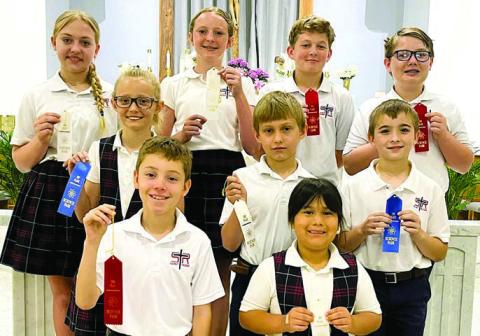 Demonstration Division winners – (front row, from left) Brody Lewis, Rebeca Camacho, (middle row) Penney Bartek, Kasen Zbranek, Gage Smrkovsky, (back row) Tenley Zbranek, Caroline Bartek, William Herzik and Patrick Taylor.