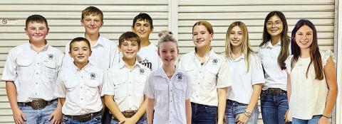Schulenburg 4-H CLU B OFFICERS – (front row, from left) Gage Smrkovsky, council delegate; Crockett Guenther, vice president; Riley Wright, historian; (back row) Abraham McBride, council delegate; Holden Holub, parliamentarian; Dylan Zweschper, health and safety officer; Kylee Hoffmann, president; Brennan Chudej, treasurer; Keenly Martinez, reporter; and Ellie Hammack, secretary.