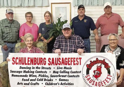 Named the “Best Wurst Family” for the 2025 Sausagefest are: (front, from left) Jeanette Guentert, Curtis Guentert, Tootsie Adams; (back, from left) Darryl Guentert, Audrey Kristynik, Mary Krupala, Darren Guentert, and Terry Guentert.