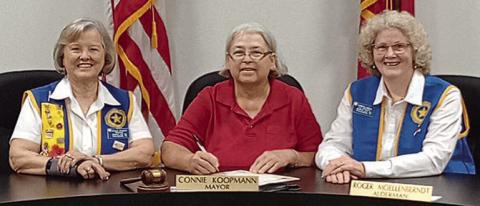 A proclamation signed by Mayor Connie Koopmann (center) designates Friday, May 22 as “Poppy Day” in Schulenburg. On hand for the signing were Patricia Hranicky (left), Legion Auxiliary Unit 143 president, and Barbara Brown (right), Legion Auxiliary Unit 143 vice president.