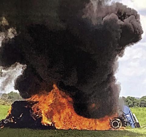 Tractor, hay bale fire extinguished
