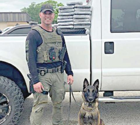 Sgt. Randy Thumann, with K-9 partner Kolt, discovered $1.7 million in cocaine after stopping a Ford F-350 pickup on Interstate 10 near Engle.