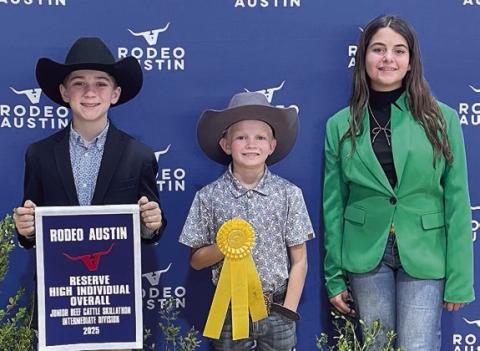Fayette County 4-H competitors in the Beef Skill-A-Thon were (from left) Crockett Guenther, Joseph Carrales and Adalyn Carrales.