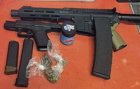 Shown above are the drugs and weapons found by SPD officers following a traffic stop on I-10 this past Saturday.