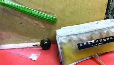 Shown above are items located after a traffic stop that led to a drug arrest.