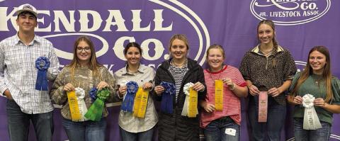 Schulenburg FFA members participating in the Kendall County livestock judging contest were (from left) Koi Prihoda, Kyrroll Prihoda, Ava Slaton, Keeley Warnken, Olivia Otto, Kimber Bartosch and Ellie Hammack.