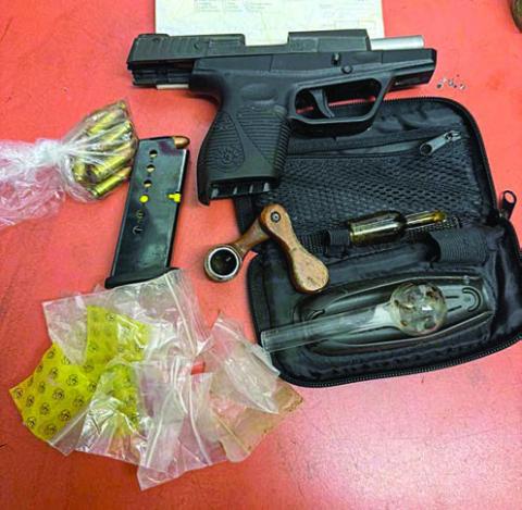 Shown above are the items that officers found in the backpack of a 36-year-old Weimar man who was arrested at Schulenburg Liquor Store last week.