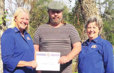 Vietnam Veterans Interviewed – Joe Janecka (center), who interviewed Vietnam veterans for a film, received a certificate of appreciation from the Weimar VFW Auxiliary. Shown with Janecka are Charlene Muras (left), president, VFW Auxiliary; and Dolores Lauck (right), senior vice president, VFW Auxiliary.