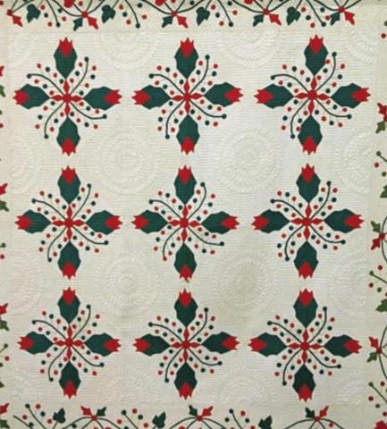 “Hidden Treasures: Antique Quilts from the Collection of Carolyn Miller” features more than 25 quilts, including this red and green appliqué quilt.