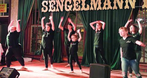 Dancing Turtles who gave a performance at the Turtle Wing Toast included (from left) Presley, Eleanor, Jessica, Rowan, Emma, Emilie and Joelle.