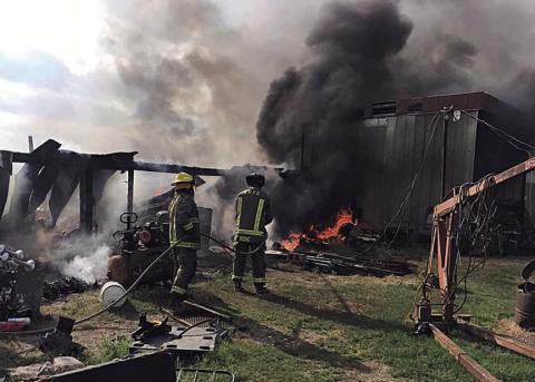 Fire destroys shop on Bryant Road