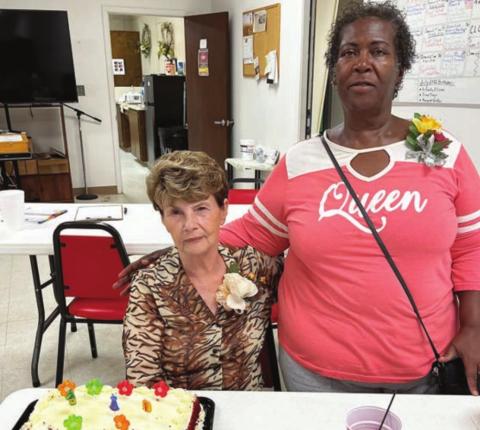 July Birthdays – Dineen Thayer (left) and Alfreda Ellison (right) celebrated birthdays in July at Senior Connections. Not shown is Margaret Winkler.