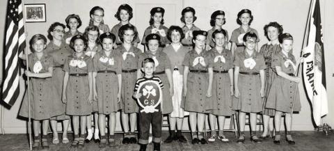 Posed photo of a troop of La Grange Girl Scouts in 1958 Courtesy of Fayette Heritage Museum &amp; Archives