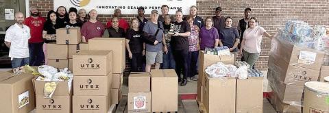 The employees of Utex in Weimar conducted a food drive competition between departments for the benefit of the Schulenburg Area Food Pantry. The Preform Department (pictured) was the winner. A total of 5,740 pounds of nonperishable food was delivered to the SAFP.
