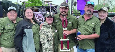 “ALL ABOUT PIVO” – (from left) Adrian Celedon, Amber Orsak, Morgan and Ben Zahradnik, and Jeff and Nicole Orsak. Sticker Photo By Darrell Vyvjala