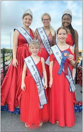Miss Schulenburg and her court travelled to Columbus on Saturday, Sept. 16 to represent Schulenburg in the Colorado County Fair parade. They were honored to win Most Outstanding Float. Members of the court riding the float were (front row, from left) Young Miss Rowan Niskern, Junior Miss first runner-up Kylee Hoffmann, (back row) Miss Schulenburg Riley Zapalac, Miss Schulenburg first runner-up Heaven Hrachovy and Junior Miss Aniyah Utley.
