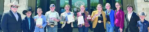 Fayette County 4-H’ers participating the the NRS Livestock Judging Contest were (from left) Rilan Karisch, Crockett Guenther Tate Fritsch, Abraham McBride, Adalyn Carrales and Kaisley Janecka, members of the champion junior team; Rheagan Karisch, Hailey Janish, Tatum Fritsch and Logan Poncik, members of the third place senior team; and Joe Carrales, member of the champion junior team.