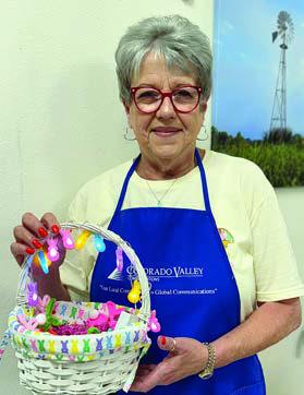 Crochet Easte r bunny pins were created by Sheryl Tumis for each member in Schulenburg. She is the sister-in-law of volunteer Sharon Rodriguez and it is hoped to see more of her at Senior Connections.