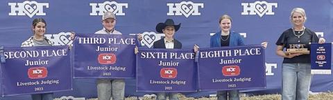 Champion Junior Team – (from left) Adalyn Carrales, Abraham McBride, Crockett Guenther, Kaisley Janecka and coach Kaci Carrales.