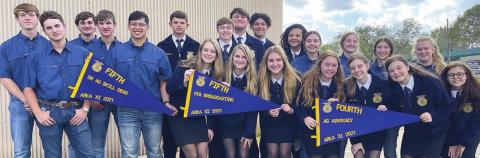 SCHULENBURG FFA MEMBERS competing in the Area XI Leadership Development Events were (from left) Kenny Schramek, Caleb Jochen, Hayden Schulz, Grant Kubala, Orlando Adame, Blaine Zapalac, Shelby Nichols, Kaz McBride, Megan Ohnheiser, Nathan Ricicar, Manny Herrera, Jenna Matura, Airyanna Rodriguez, Fay Kutac, Harly Zapalac, Madyson Kunschick, Kaylee Beyer, Gracie Burton, Riley Zapalac, Haley Schramek and Emily Pesl.
