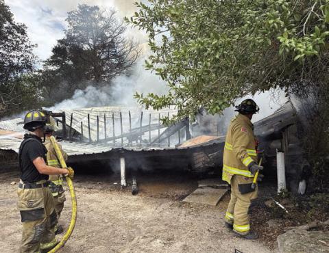 A structure fire on Luther Hill Road was extinguished by the La Grange and Round Top-Warrenton VFDs on Saturday, Aug. 16 Photo Courtesy of Fayette County Sheriff’s Office