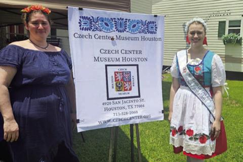 Czech Center Museum Houst on had staff members on hand who made colorful Mayfest headbands.