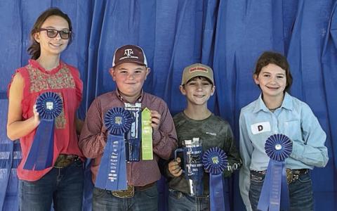 Champion Intermediat e Team – (from left) Tatum Fritsch, Abraham McBride, Crockett Guenther and Laramie Laake. McBride and Guenther are members of the Schulenburg 4-H.