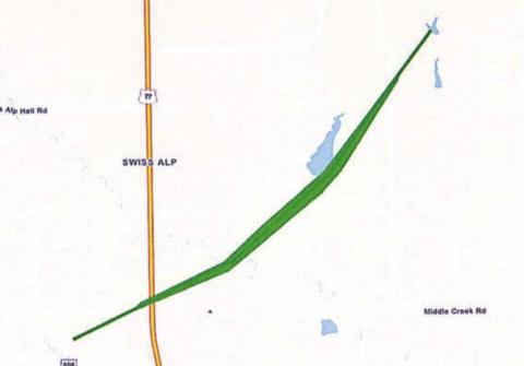 The green line above shows the path of the Swiss Alp tornado on May 18.