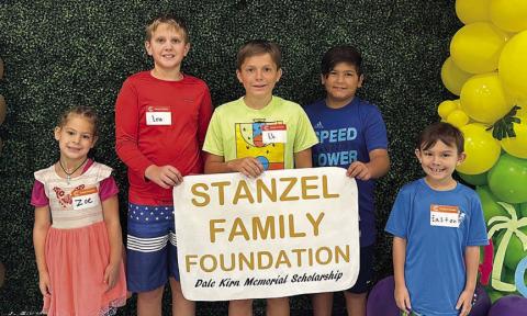 The Stanzel Family Foun dation awarded the Dale Kirn Memorial Scholarship to (from left) Zoe Barnett of Schulenburg Elementary, Levi Johnson of St. Rose of Lima Catholic School, Eli Ulrich of Schulenburg Elementary, Felix Picon of Weimar Elementary and Easton Rosas of Weimar Elementary. The scholarship allowed these students to attend Camp Invention in La Grange