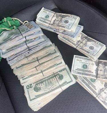 $29,000 in cash was located in a Crown Royal bag during a traffic stop on Interstate 10 at Flatonia and a money laundering arrest was made.