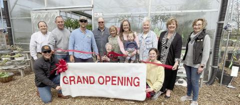 A ribbon cutting was held by the Schulenburg Chamber of Commerce at The B Haus Nursery & Marketplace on Saturday, March 9. On hand were (front row, from left) Chip Bubela, Joyce Bubela, Macy Valenta, (back row) Rodney Kalich-Chamber of Commerce director, Alan Koehn, Colton Bubela-owner, Corky Bubela, Sherry Bubela, Morgan Bubela-owner holding daughter Martha Clare Bubela, Monica Heine, Terri Wagner-Chamber of Commerce executive director and Diana Mikesky-Chamber of Commerce president. Sticker Staff Photo