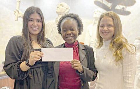 Bridge Donation – (from left) Melanie Ramirez, representing Stanzel Family Foundation; Rebecca Powe, representing BRIDGE; and Cheryl Pekar, representing Stanzel Family Foundation. BRIDGE stands for Building Resilience Inclusion Diversity &amp; Growth thru Education.