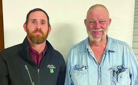 The Schulenburg Young Farmers held their monthly meeting on Tuesday, Feb. 25. The meeting was good for two hours of CEUs. Program chairman for the meeting was Ed Moeller ( right). Giving the program was Scott Willey (left), Texas Agricultural Extension agent. The next monthly meeting will be Tuesday, March 25.