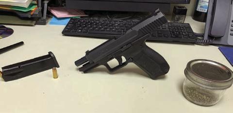 A 9 mm handg un and mari juana were confiscated after a road rage incident led to a traffic stop and arrest on Interstate 10 near Schulenburg on Sunday, May 21.